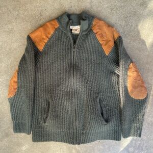 RARE VINTAGE 90s 80s CARRINGTON EUROPEAN TRENDY WOOL ZIP UP CALFSKIN JACKET